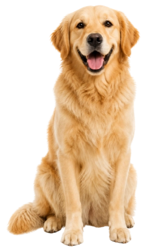 Golden Retriever Dog siting and smiling