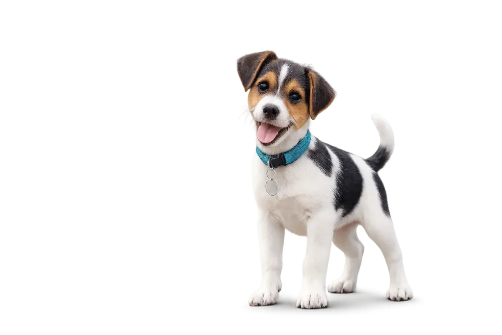 Happy young puppy ready for positive socialization experiences